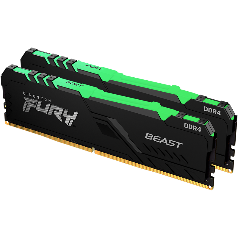 Kingston FURY 32GB (16G×2) Kit, DDR4 3600 Desktop Memory Module, Beast Series, RGB Light Bar, HyperX