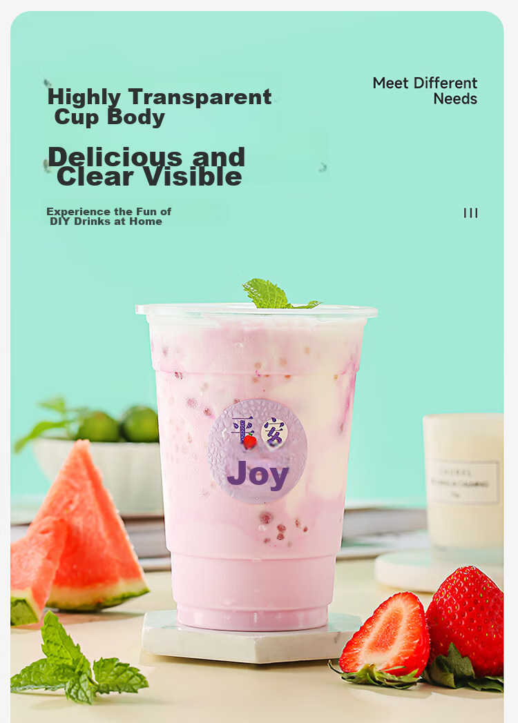 MARYYA Disposable Milk Tea And Coffee Cups, 500ml*20 Sets, Beverage Cups with Lids, Transparent Self-Made Cold Drink And Juice Cups 12