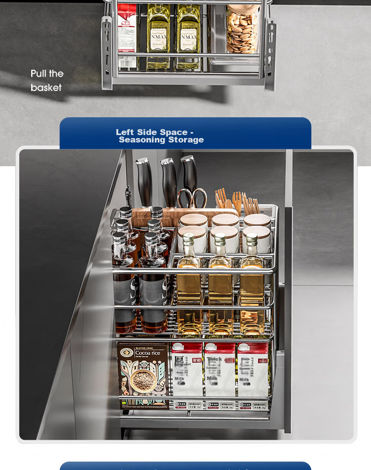 SUPOR Kitchen Spice Rack Cabinet Drawer Stainless Steel Seasoning Shelf Storage Organizer with Extra Height And Thickness K 11