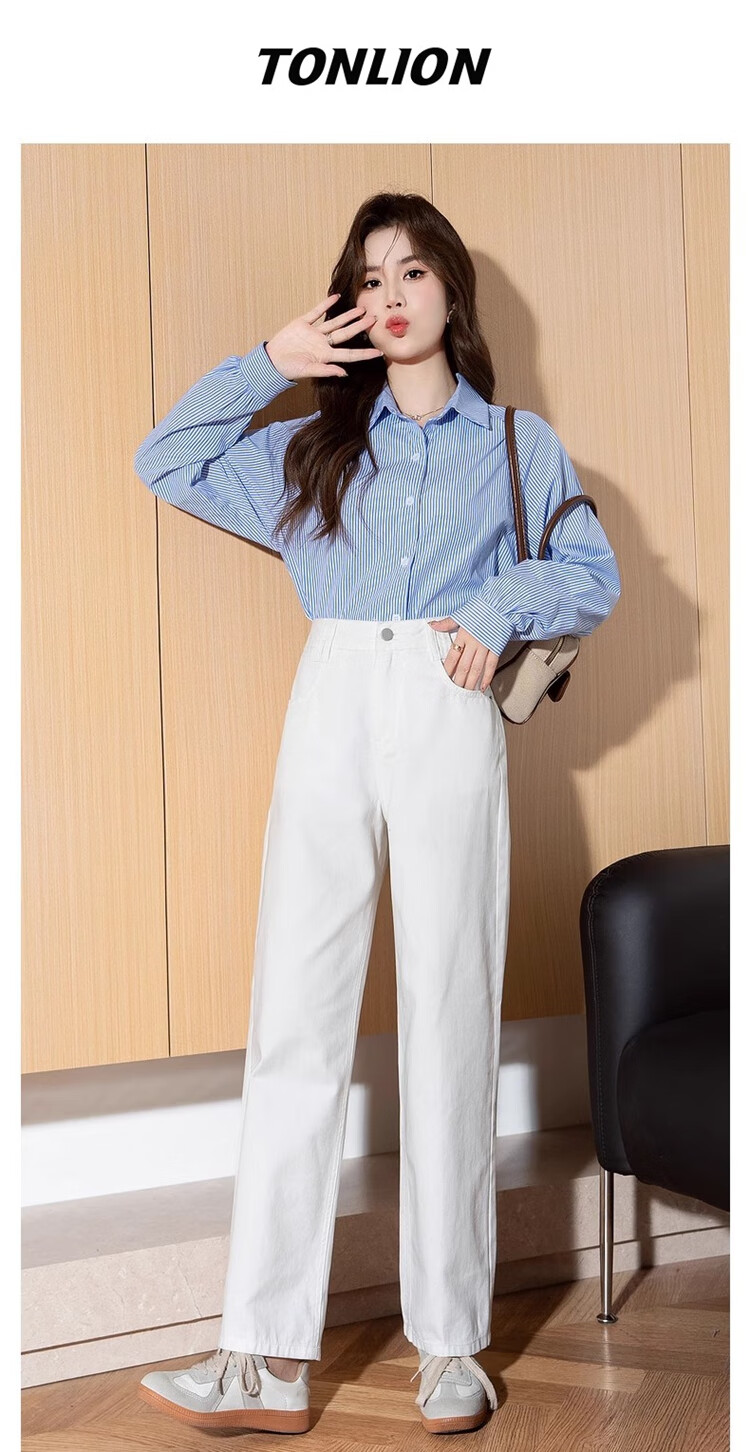 TonLion 2026 Spring And Summer Women's Versatile Basic Nine-Point Denim Jeans, Slimming Straight-Leg Pants 1