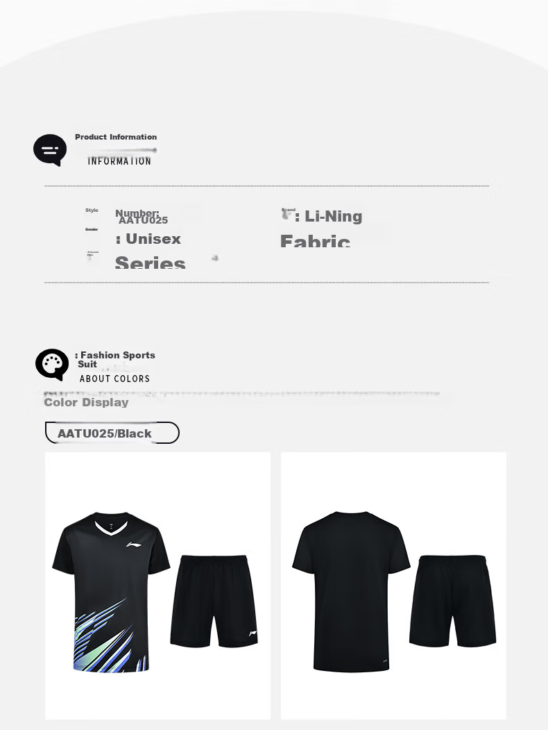 Li-Ning Badminton Club Series Quick-Dry Competition Set for Men And Women, Two-Piece Match Uniform Team Outfit 9