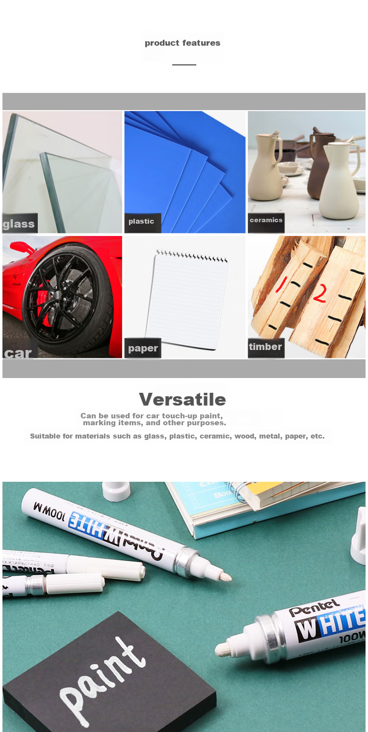 Pentel Paint Marker 3.9mm Thick Round Tip, Car Paint Touch-Up And Scratch Repair, Oil-Based Marker, X100W-M White 2