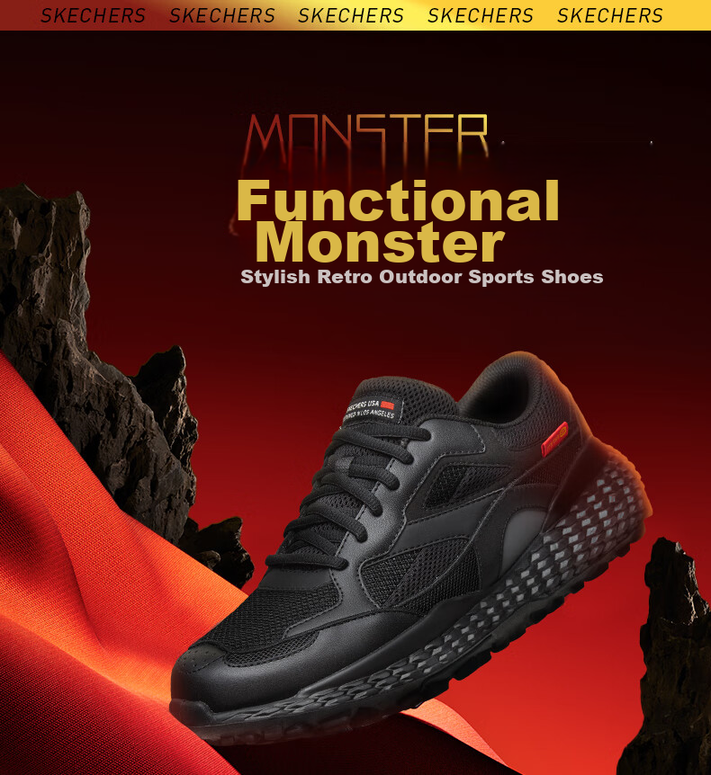 Skechers Autumn Men's Shoes, Lightweight Functional Monster Shoes Series, Trendy Dad Shoes, Comfortable Versatile Daily Sports Casual Shoes 1