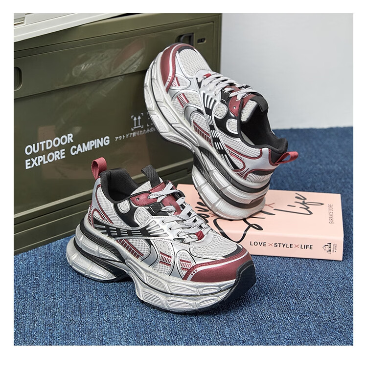 ZHR Women's Retro Dad Sneakers Thick Sole Height Increasing Casual Couple Shoes JT67 Black Size 37 18