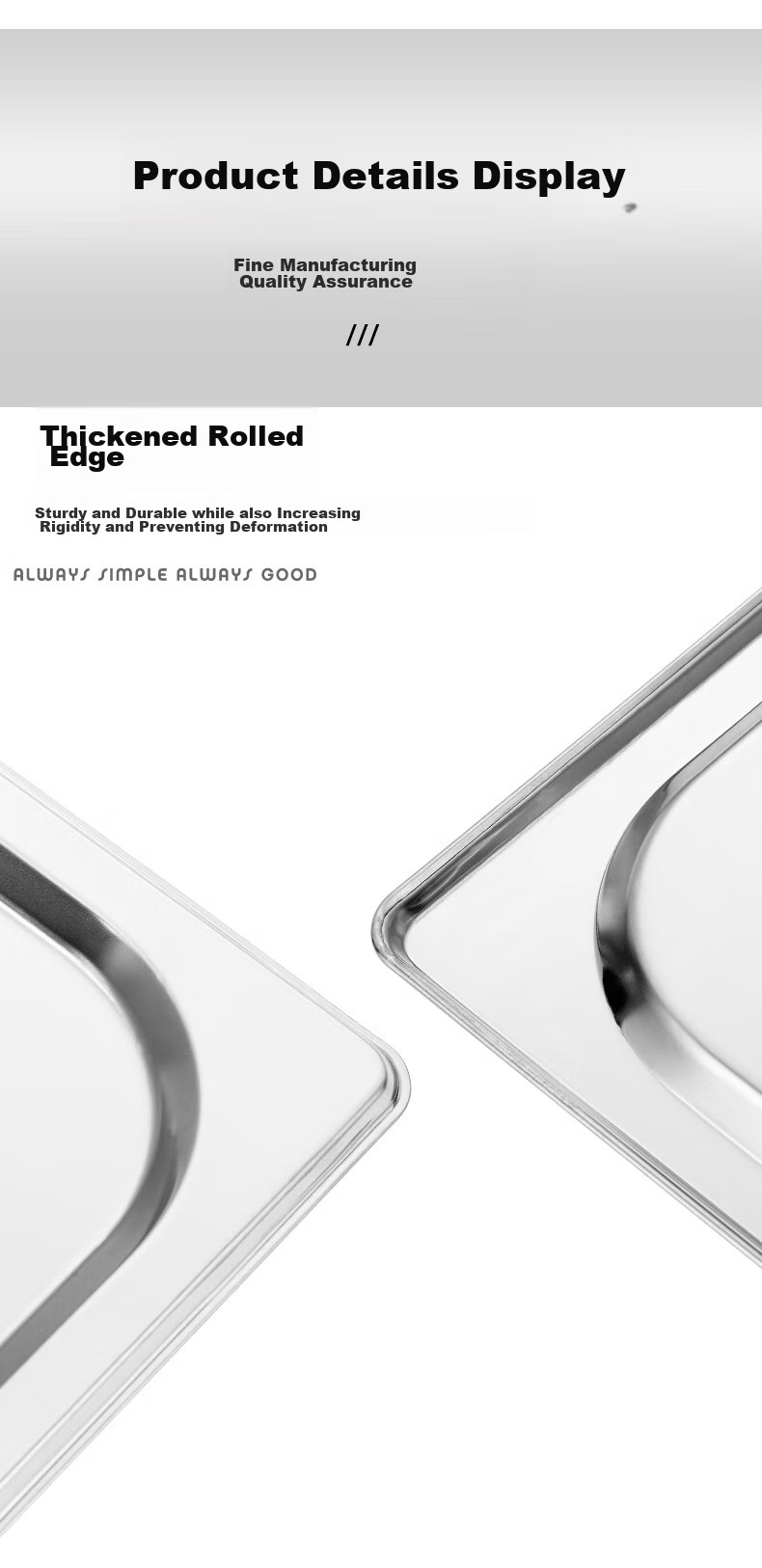 Jinyaoshi Stainless Steel Portion Pan, 1/3 Thickened Pan Lid, GK-MFS13 4