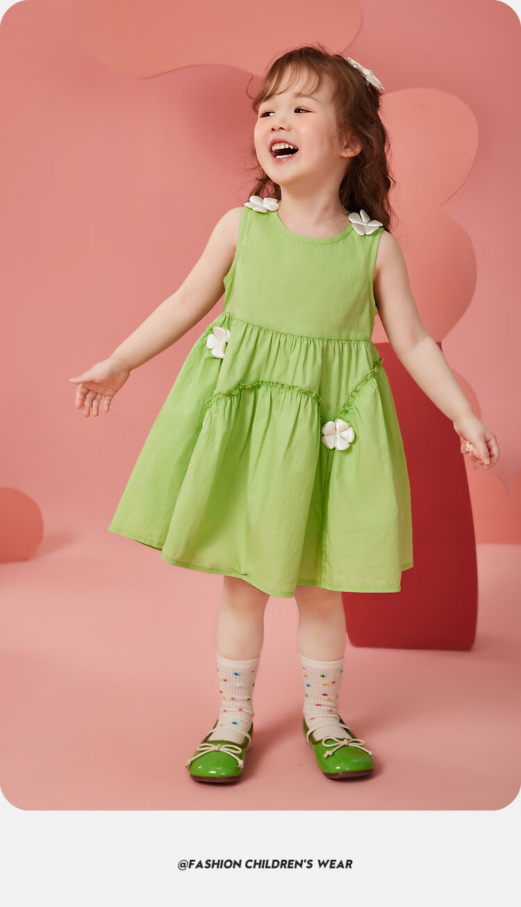 ASK JUNIOR Girls' Summer Dress, Children's One-Piece Dress, Toddler Fresh Spaghetti Strap Dress, Vacation Princess Dress 8