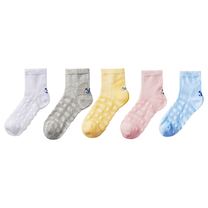 LangSha Children's Socks for Girls, Summer Thin Mesh Socks, Baby Mid-Calf Short Socks, 5 Pairs Pack, Cute Rabbit Mesh Socks, XL