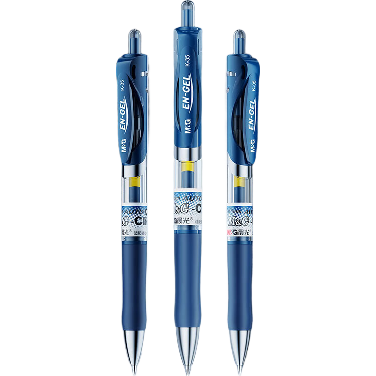 M&G K35 Retractable Gel Pen, 0.5mm, Navy Blue, Classic Exam Retractable Bullet Tip, Carbon Ink Pen for Practice, Signature Pen, K35B1, 12 Pcs