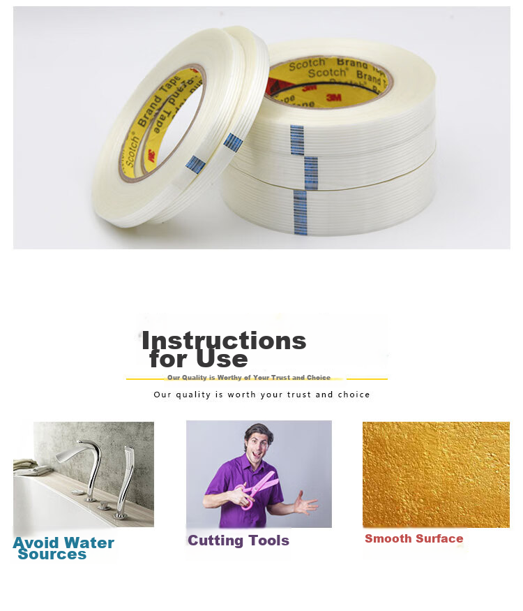 3M Transparent Strong Adhesive Tape, Fiberglass Cloth, 8915 Fixing And Bundling, High Tensile Strength, Residue-Free, Heat Resistant, 20mm*55m, Single Roll 7