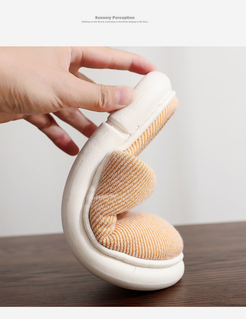 GUOLUOFEI Home Slippers, Indoor Floor Linen-Covered Head Couple Non-Slip All-Season Slippers for Men And Women, Pink, Size 36-37 14