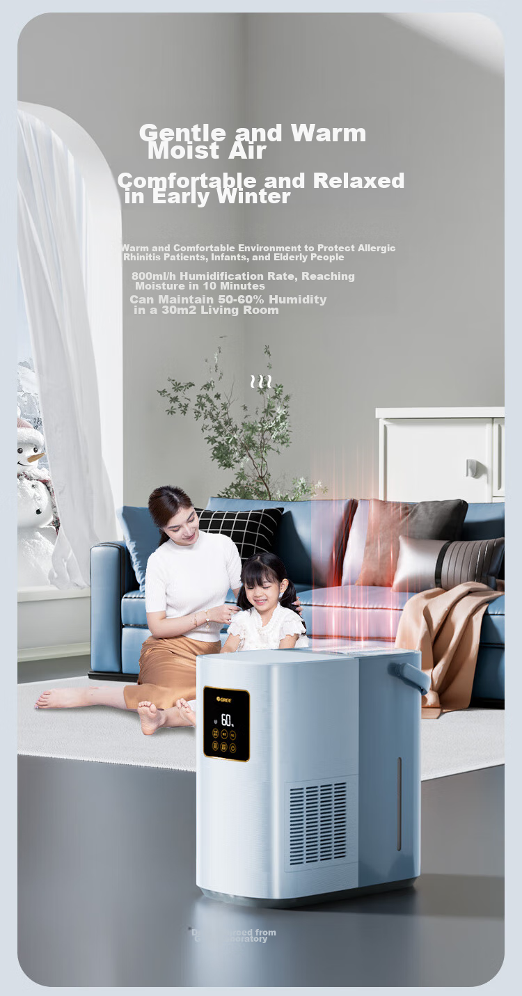 GREE Hot Steam Evaporator Humidifier, Mist-Free Baby Rhinitis Air Humidifier, Maternal And Infant Quiet Antibacterial Bedroom Humidifier, 800ml/h Large Mist Output, Office Large Capacity Living Room 50X80bPro 5