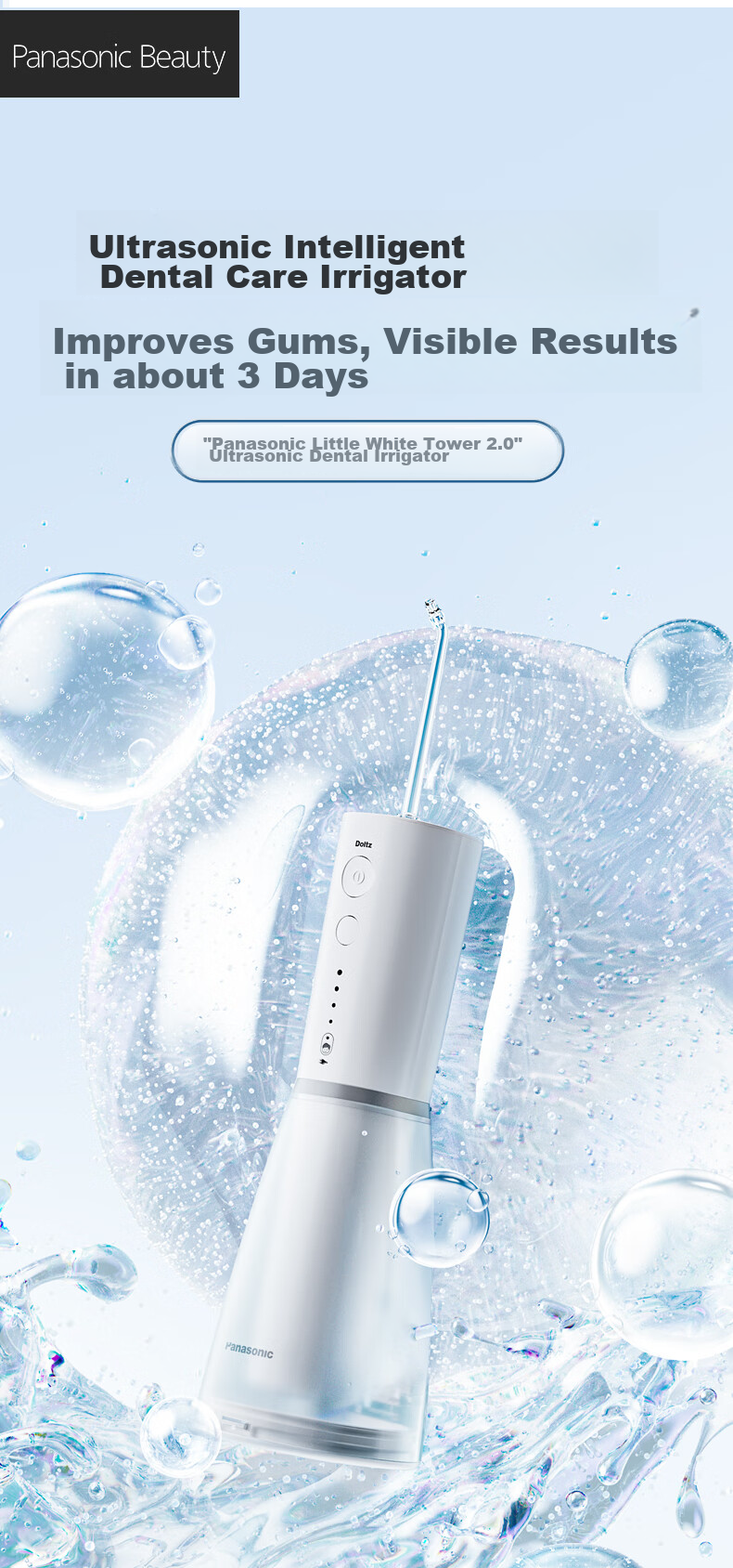 Panasonic Oral Irrigator Xiaobaita 2.0, Practical Ultrasonic Cleaning Device for Adults And Children, Water Flosser, Tartar Remover, Birthday And Holiday Gift for Men And Women, EW1520 2