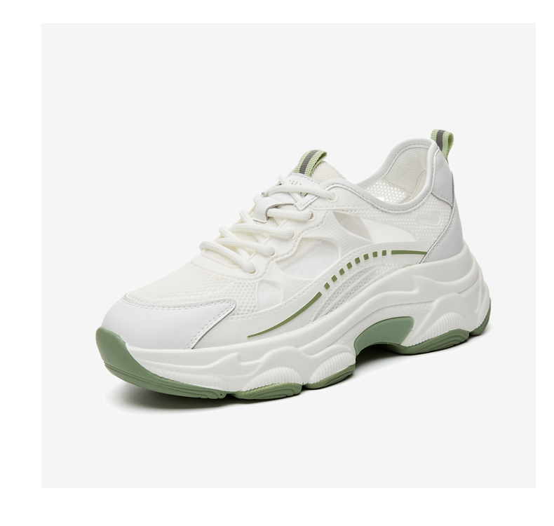 DAPHNE Women's Versatile Sports Casual Shoes, Breathable Mesh Upper, Lightweight Comfortable Thick-Soled Dad Shoes, White Silver, Size 34 22