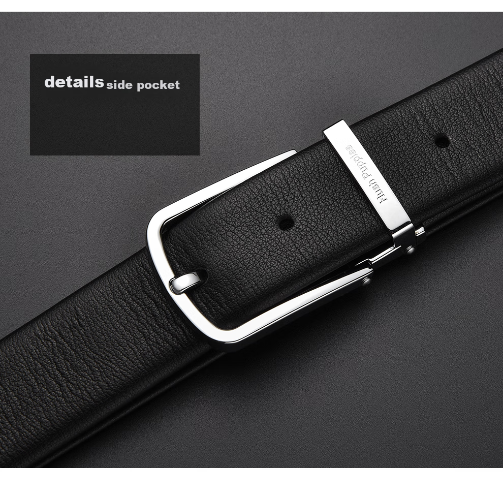 Hush Puppies Pin Buckle Leather Belt, Business Men's Belt Gift Box, Birthday Present for Husband 2