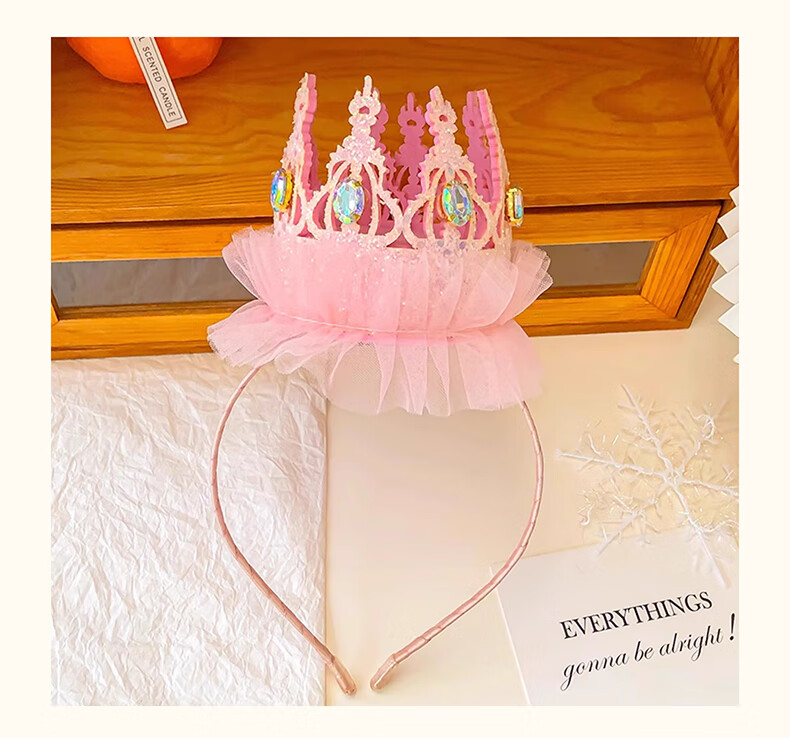 Duomeiyi Birthday Hat, Birthday Scene Decoration, Girl Adult Dress-Up, Children's Birthday Decorations, Props, Pink Crown, Veil 6