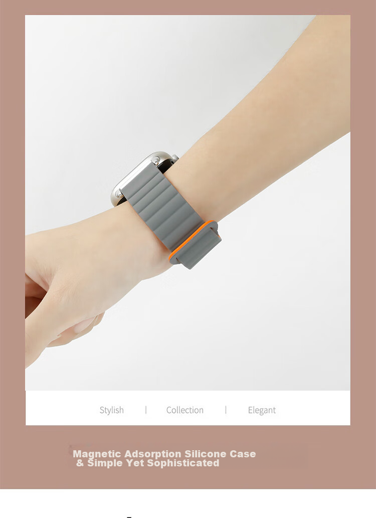 ESCASE Magnetic Silicone Watch Strap for Vivo WATCH GT ESIM Version, Breathable Comfortable Sports Dopamine Soft Skin-Friendly Starlight with Orange Band, No Ear 12