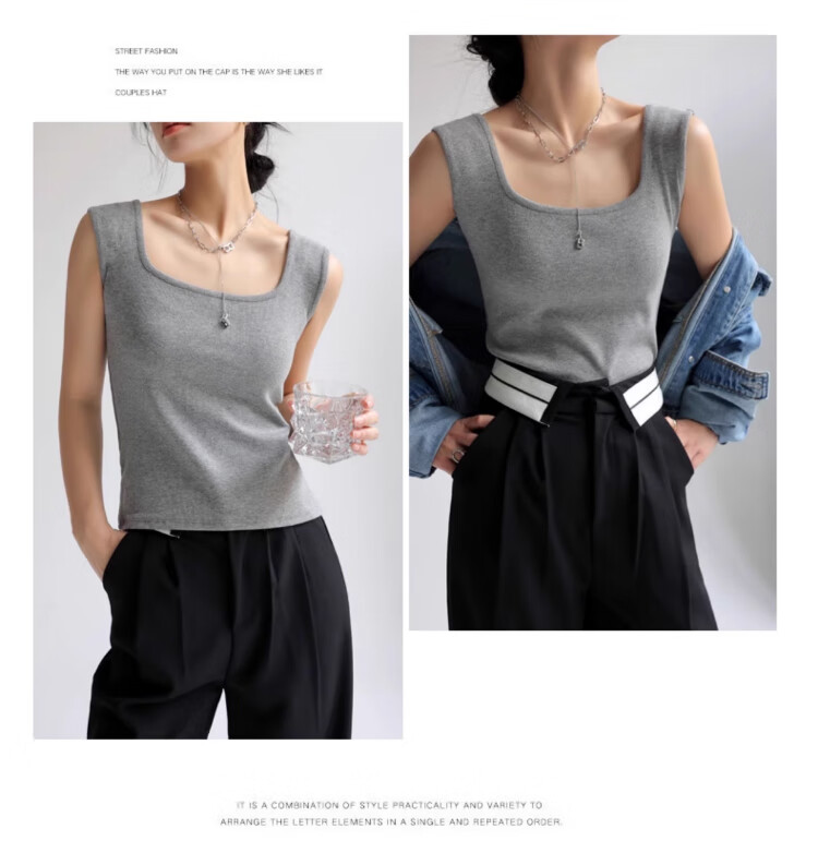 XUEXIMAN Women's Camisole Tank Top, Autumn And Winter Sexy Inner Wear, Solid Color Thin Base Layer, Beautiful Back Design, Inner Wear And Outer Wear Top, XL 17