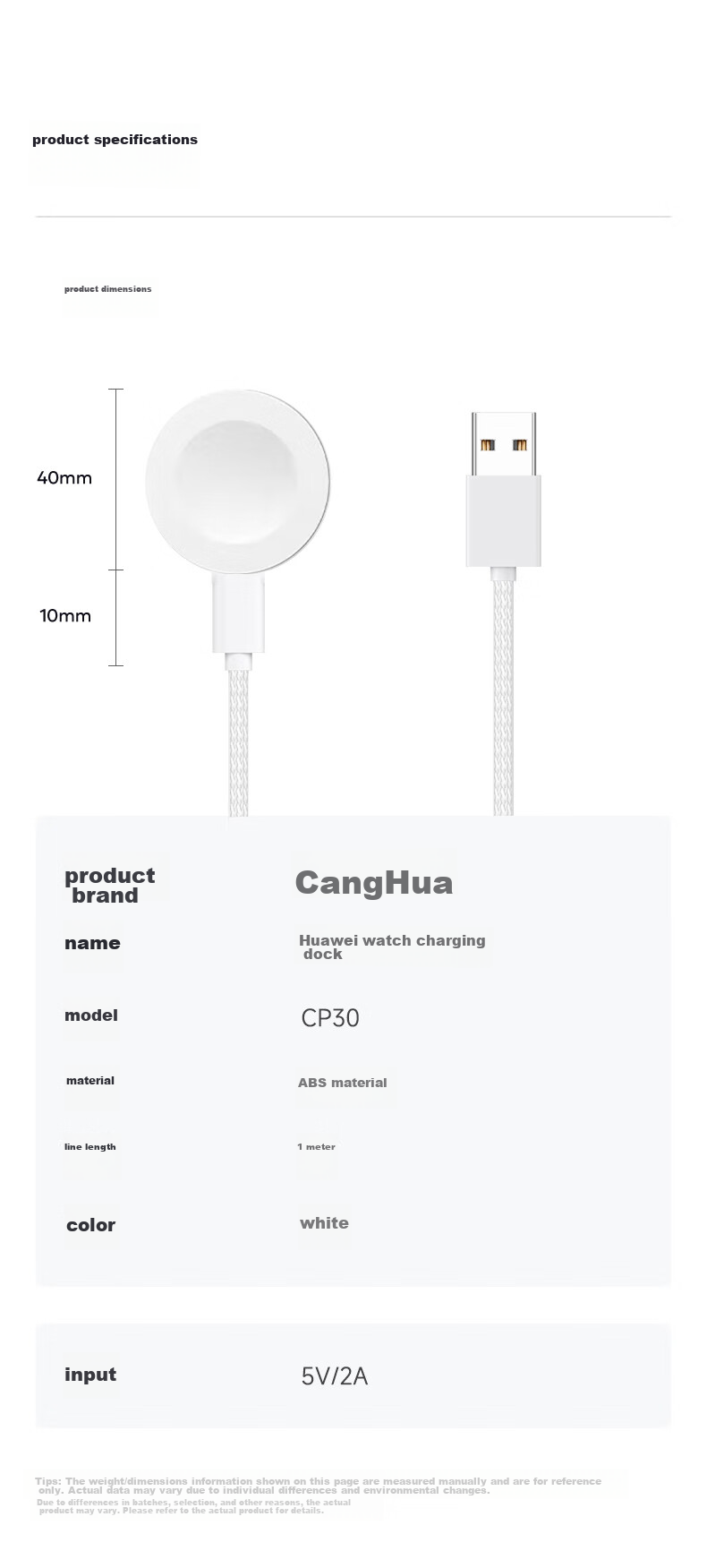 CangHua [5W] Magnetic Charging Cable for Huawei Watch, Compatible with Watch6/5/4/3/2Pro Porsche Design/GT7/GT6/GT5/GT4/3, Type-C Integrated Base 15