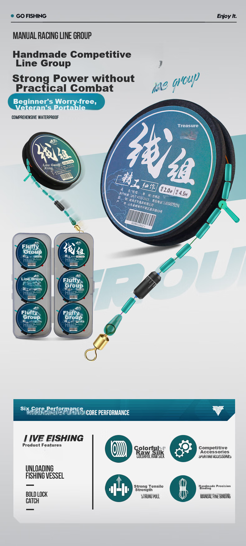 Taiyu Pre-Tied Fishing Line Set with Main Line, Leader Line, And Figure-Eight Rings for Pole Fishing 2