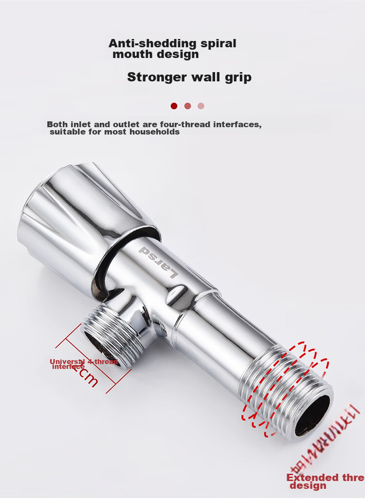 Larsd Extended Angle Valve, Brass Thickened Hot And Cold Water Quick-Open Triangular Valve, Figure-Eight Valve, Stop Valve LD10707 13