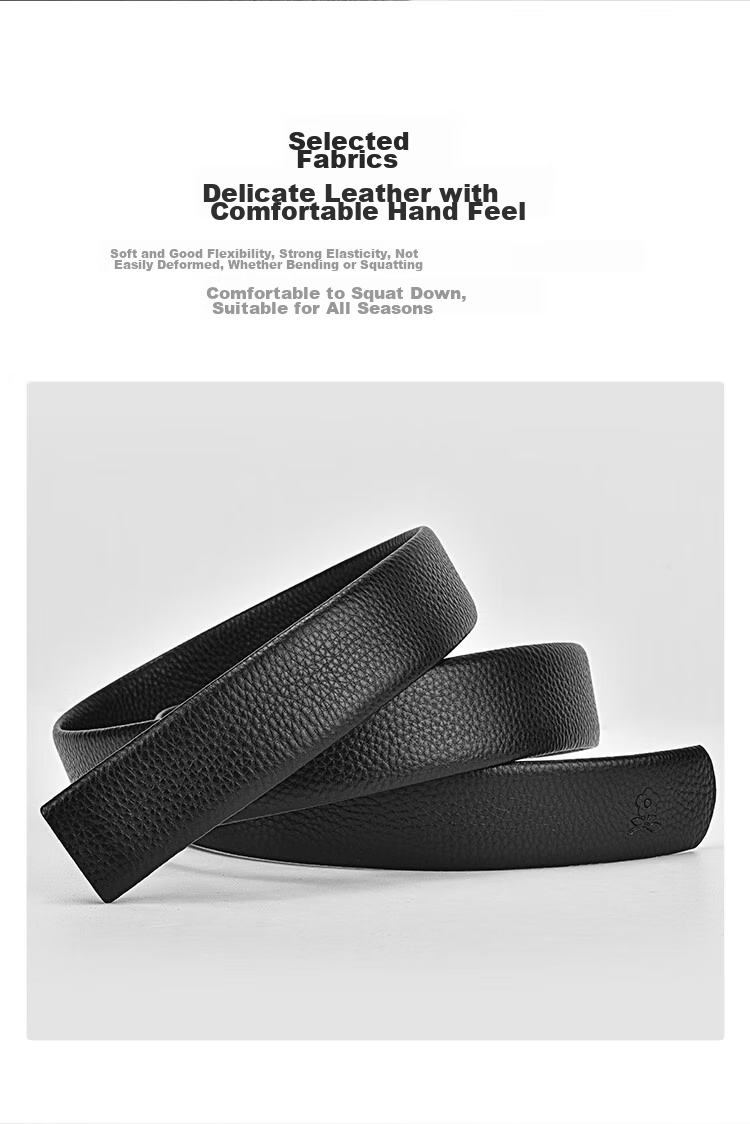 MONTAGUT Men's Leather Belt, Genuine Leather Waistband without Buckle, Automatic Buckle, Replacement Belt, Father's Day Gift 6