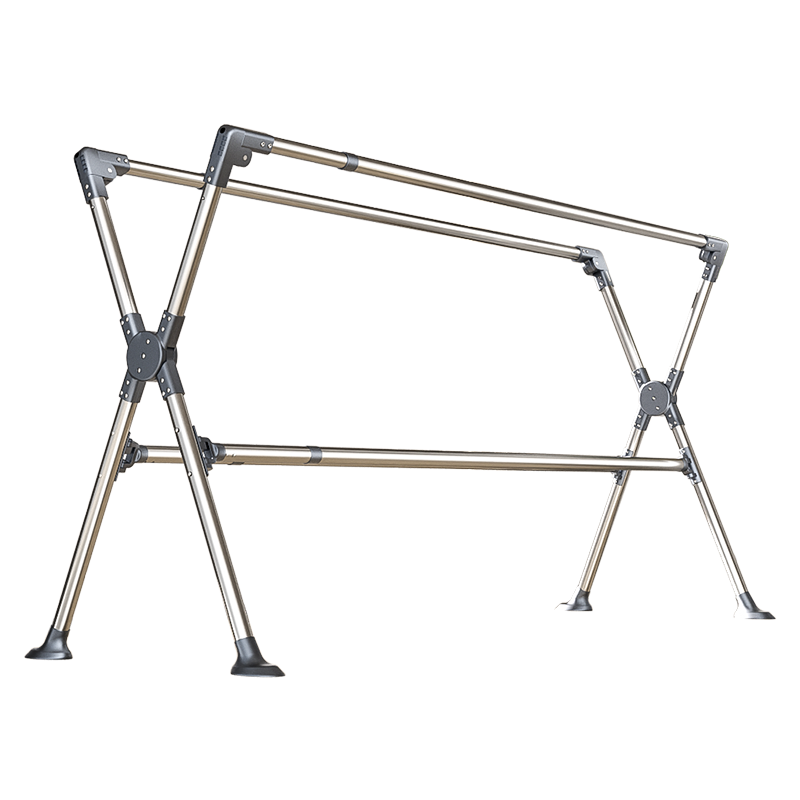 HKG (Hong Kong International Airport) Clothes Drying Rack, Four-Rod Floor-Standing Foldable Indoor And Outdoor Household Balcony Bedroom Thickened Stainless Steel Drying Rod for Clothes And Quilts