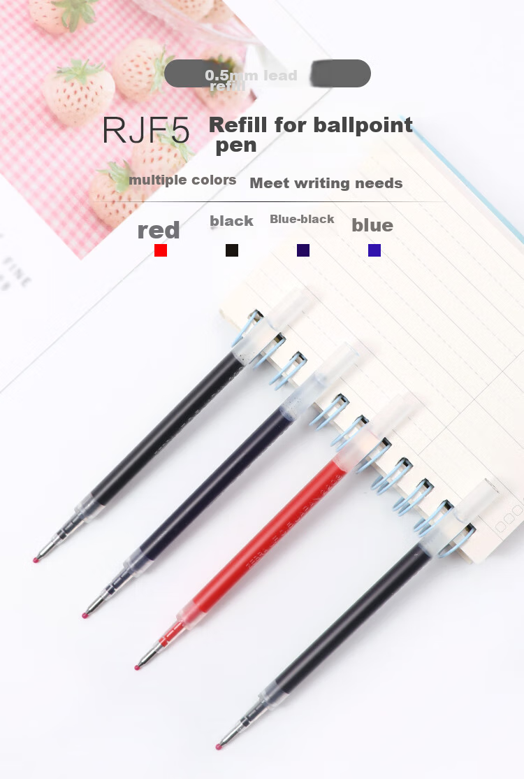 ZEBRA RJF5 Retractable Pen Refill 0.5mm Blue-Black Gel Ink Compatible with JJ15 JJ55 JJZ58 JJZ15W And Other Series Ballpoint Pens, Pack of 10 1