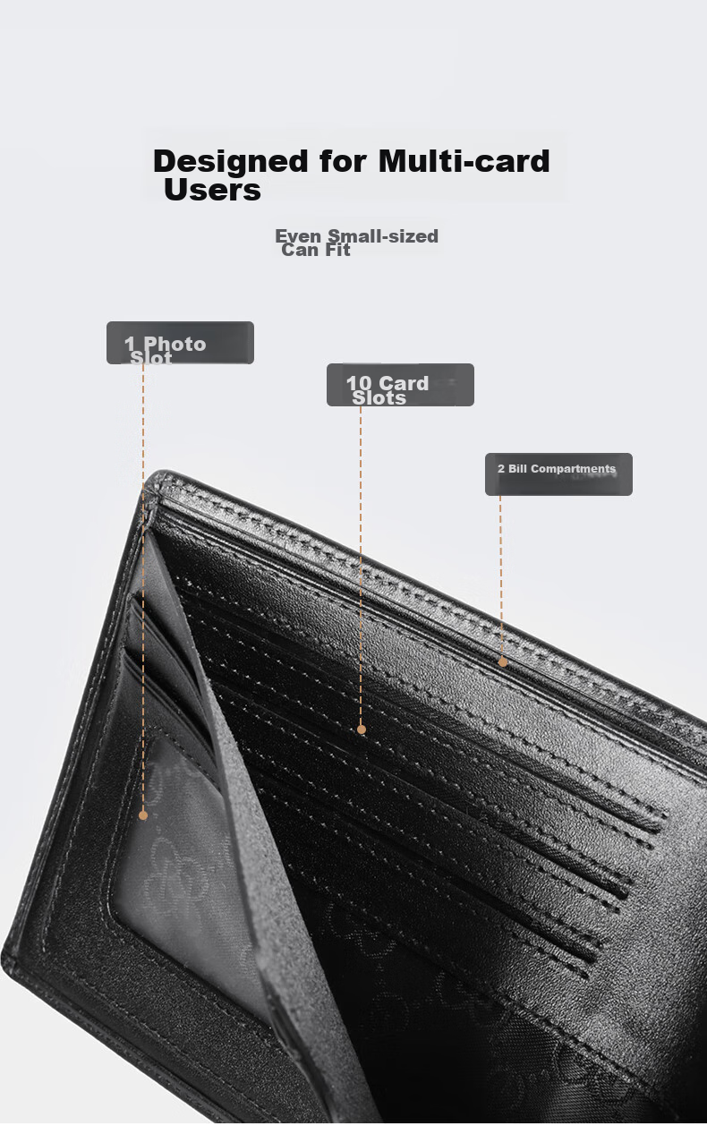 Goldlion First Layer Cowhide Men's Small Horizontal Bifold Wallet Gift Box Birthday Present 6