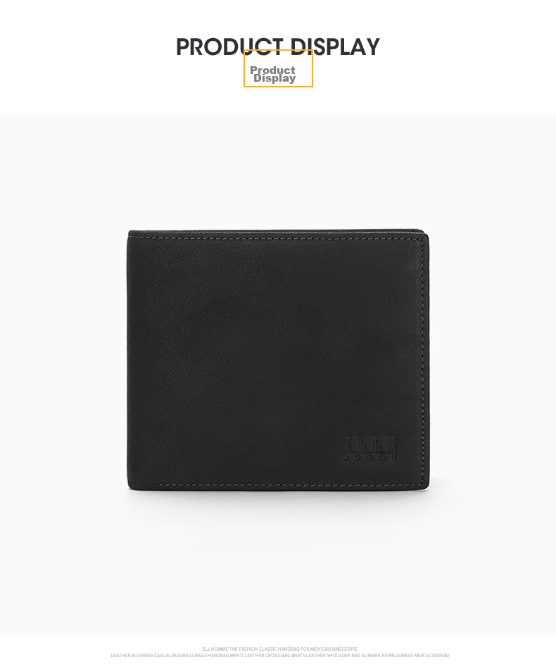 ELLE HOMME Men's Short Wallet, Top-Grain Leather Multifunctional Card Holder Horizontal Style Money Clip 1520, Birthday Gift for Boyfriend 6