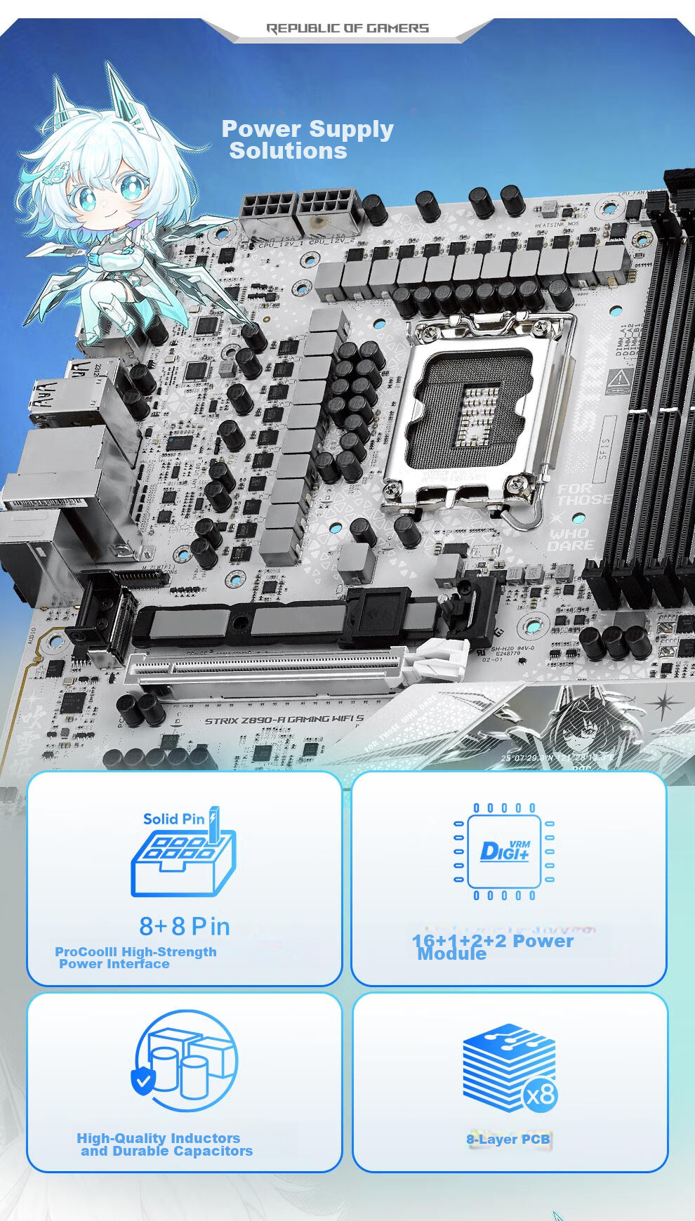 ROG STRIX Z890-A GAMING WIFI Chuixue Motherboard, Supports CPU 285K/265K/270K (Intel Z890/LGA 1851) 9