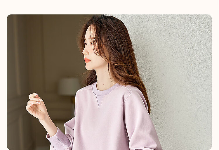 Dme [Stylish Blogger Style] Spring And Autumn Sun Holiday Round Neck Long-Sleeve Elastic Textured Air Layer Sweatshirt Women's Top 4