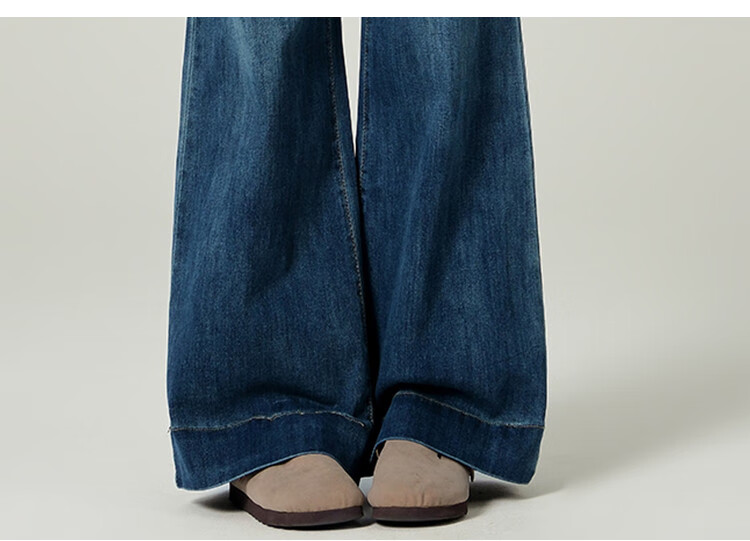 Yipintiancheng Retro Washed Denim Jeans for Women, Versatile Slimming Wide-Leg Pants for Fall 2025, Loose-Fitting Floor-Length Trousers 12