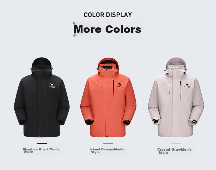 CAMEL Three-In Jacket, Outdoor Triple-Protection Warm Windproof Coat, Mountaineering Clothing NR99 [Island Orange] 18