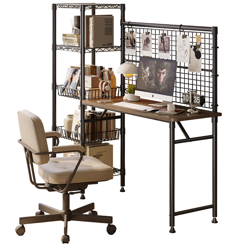 Yicai Nianhua Integrated Desk and Bookshelf Computer Desk Student Study Table with Storage Shelf Writing Desk - Flagship F1230