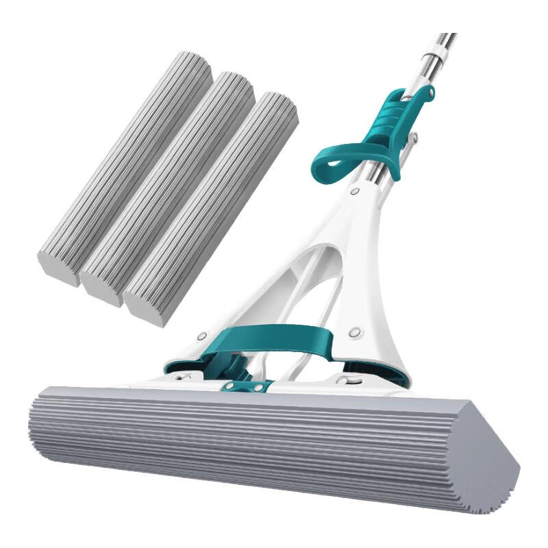 MARYYA Sponge Mop, 38cm Absorbent Sponge, Household All-In No-Hand Cleaning, 2026 Lazy Person's Floor Cleaning Tool, 3 Mop Heads