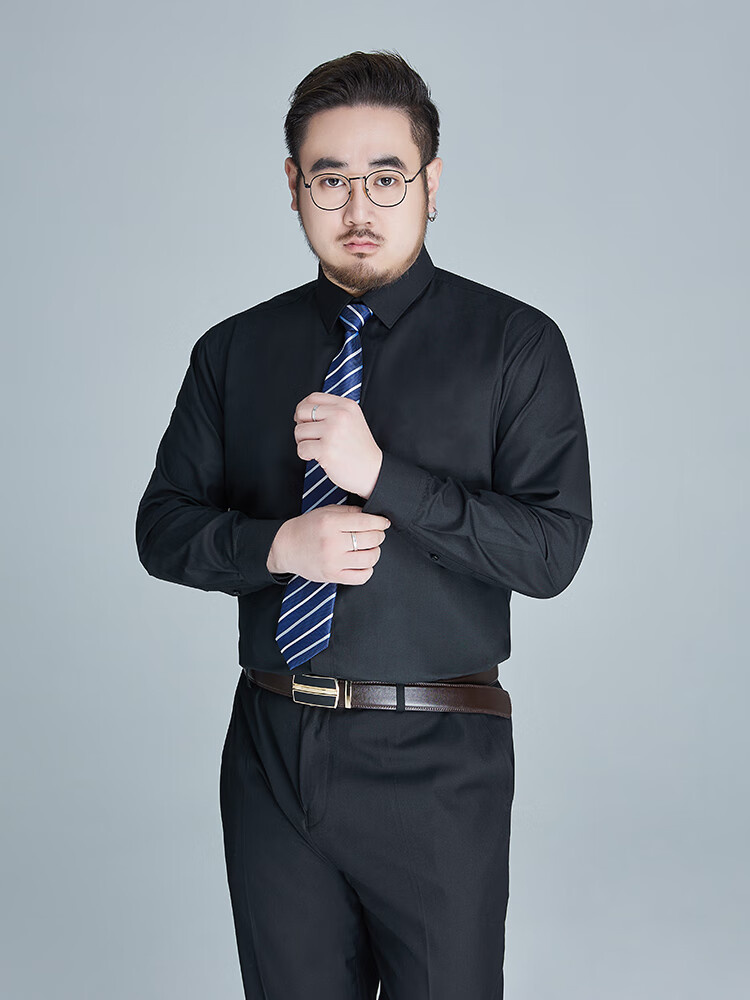 Ayoupang Large Size Bamboo Fiber Long-Sleeve Shirt for Men, Casual Business Loose Elastic Plus Size Wrinkle-Resistant Non-Iron Undershirt 22