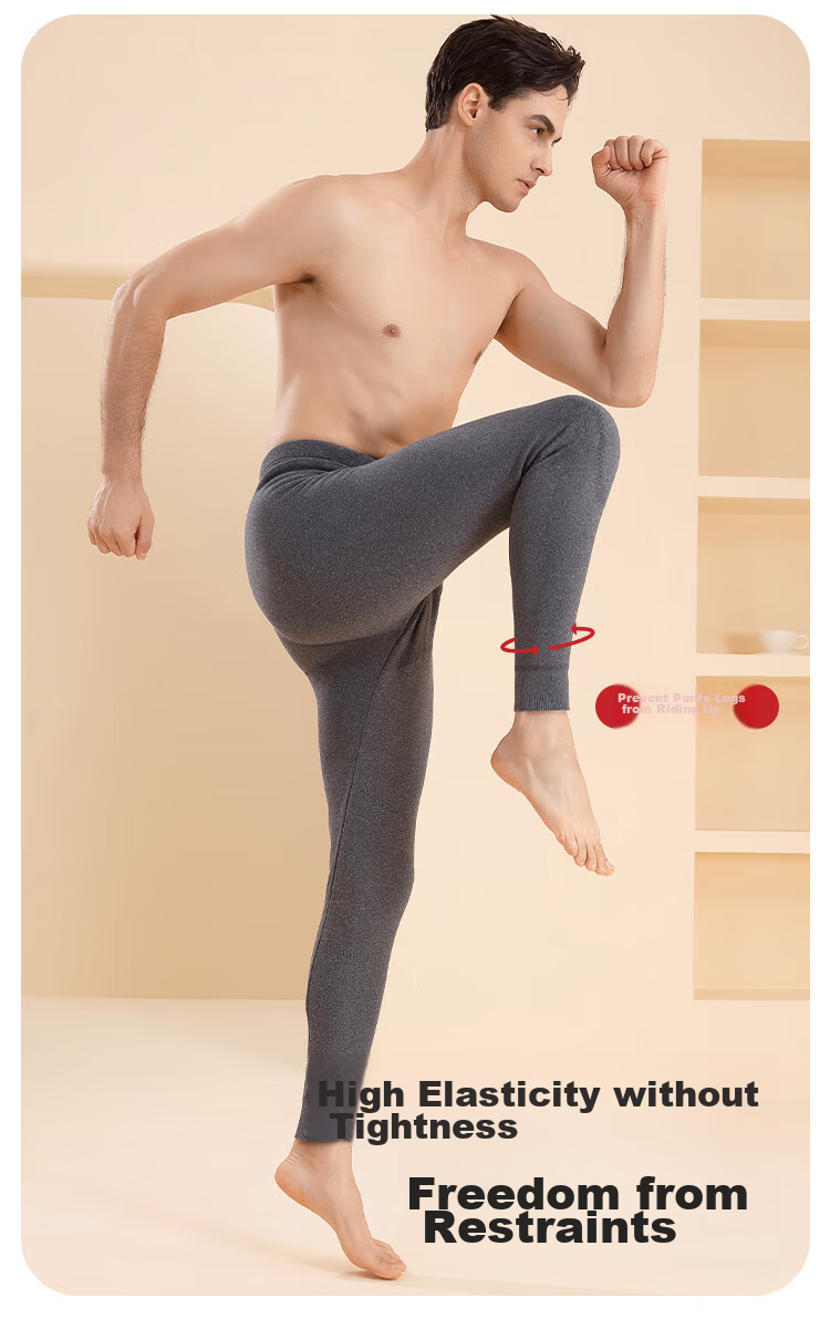 Hengyuanxiang Autumn New Lambswool Cotton Pants for Men, Warm Fleece-Lined Double-Layer Large Size Wool-Knee Protection Base Layer Pants, Black XL 12