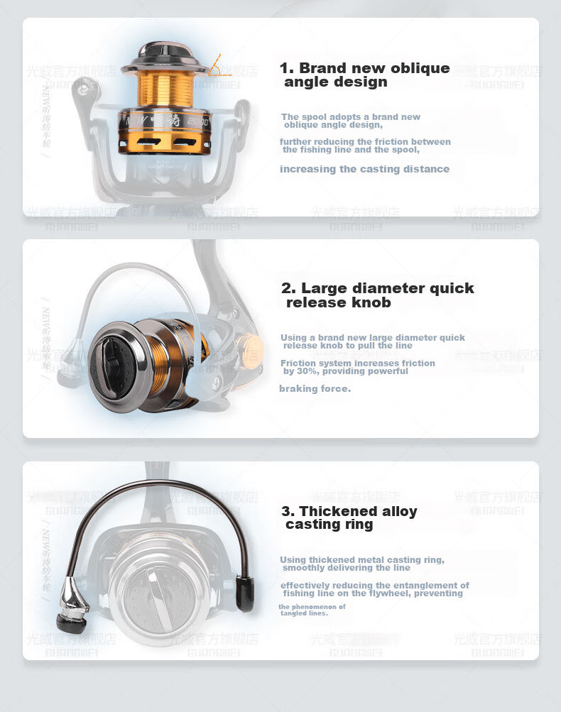 GW 4000 New Listening Spinning Reel Metal Line Cup Long-Casting Spinning Reel Straight Handle Lure Spinning Reel Lure Fishing Reel 3