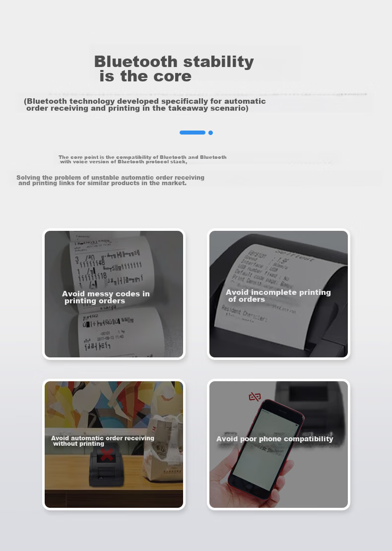 Youku Fully Automatic Order Accepting Meituan, Eleme, Douyin Takeout Printer Wireless Bluetooth 58mm Thermal Printer Retail Supermarket Cashier Receipt Machine 6