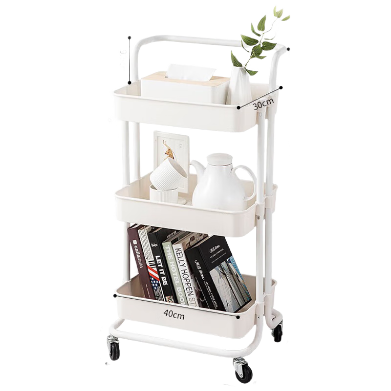 MAXCOOK Kitchen Storage Rack, Floor-Standing Three-Tier Storage Shelf, Cabinet Mesh Basket Rack, Hand-Pushed Cart, Movable MCWA982