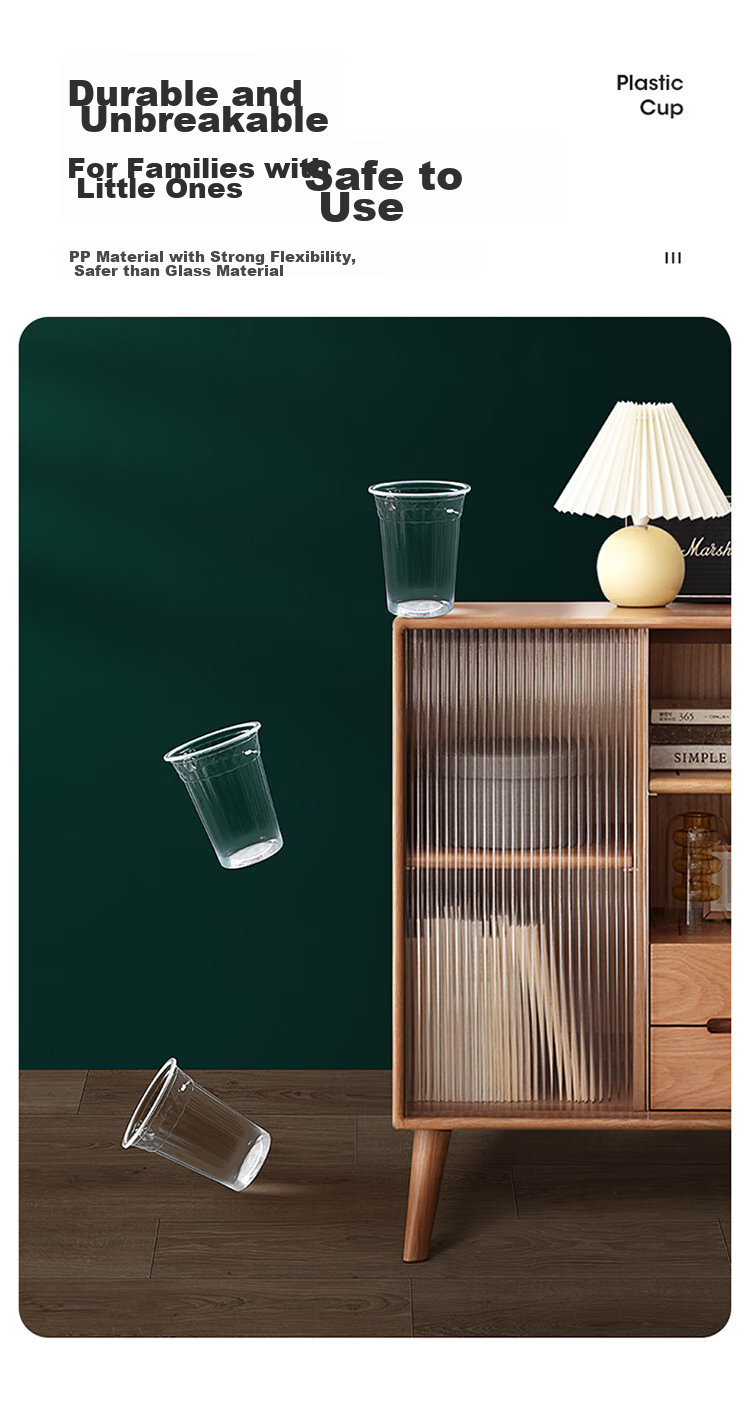MARYYA Disposable Plastic Cups, 240ml*100 Pieces, Thickened Water Cups, Tea Cups, Beverage Cups, Aviation Cups 10