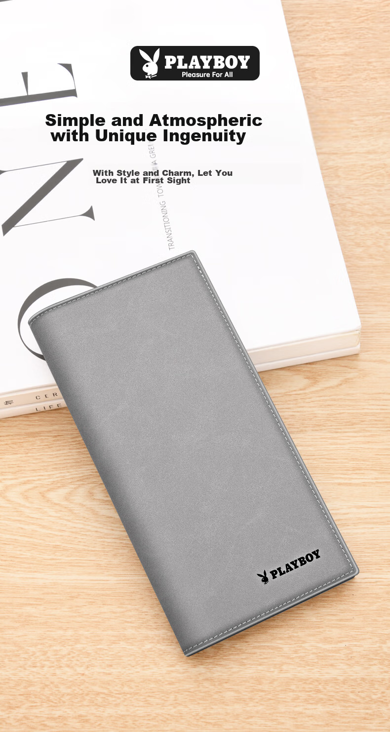 PLAYBOY Wallet, Men's Long Multi-card Slots, Fashionable ID And Document Holder, College Student Thin Multifunctional Purse, Birthday Gift 1