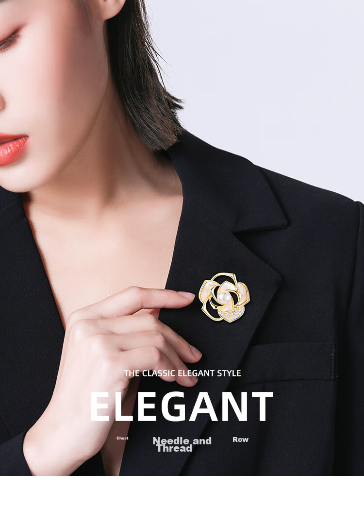 Qlady Rose Flower Coat Brooch, High-End Women's Light Luxury Suit Pin Accessory, Birthday Mother's Day Gift for Mom 1