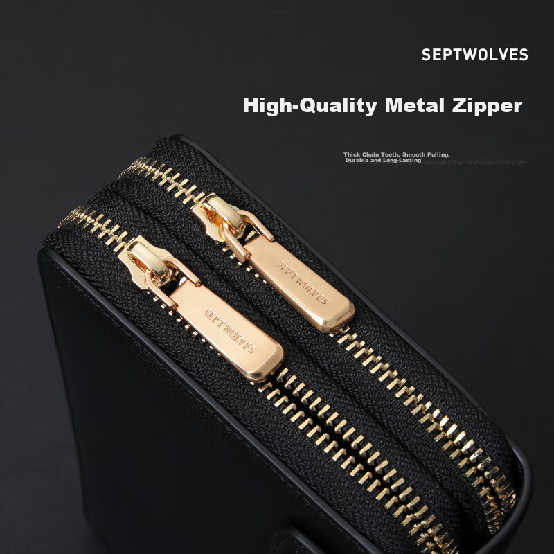 SEPTWOLVES Men's Clutch Wallet Genuine Leather Card Holder Large Capacity Anniversary Birthday Gift for Boyfriend Husband