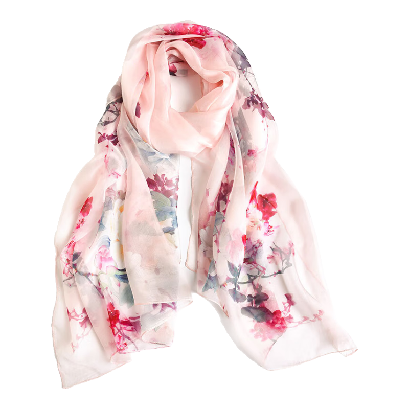 Hangsifu Silk Scarf Shawl, Mulberry Silk Wrap, Long Scarf, Birthday Gift for Mom, Practical Holiday Present for Wome