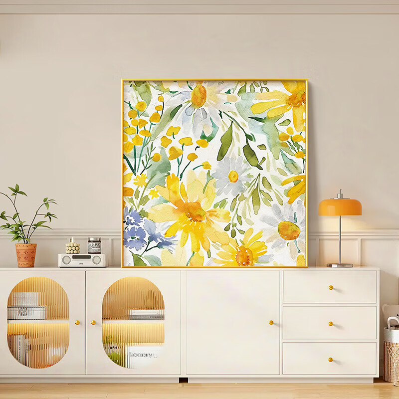Long Time No See Nordic Cream Style Entryway Decorative Painting Abstract Floral Corridor Living Room Square Bedroom Wall Art