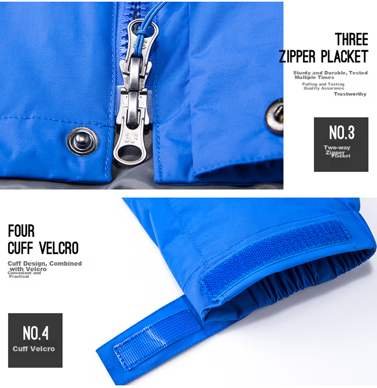 TECTOP 3-in-1 Two-Piece Men's Outdoor Jacket with Fleece Liner for Mountaineering and Skiing, Royal Blue, M 35