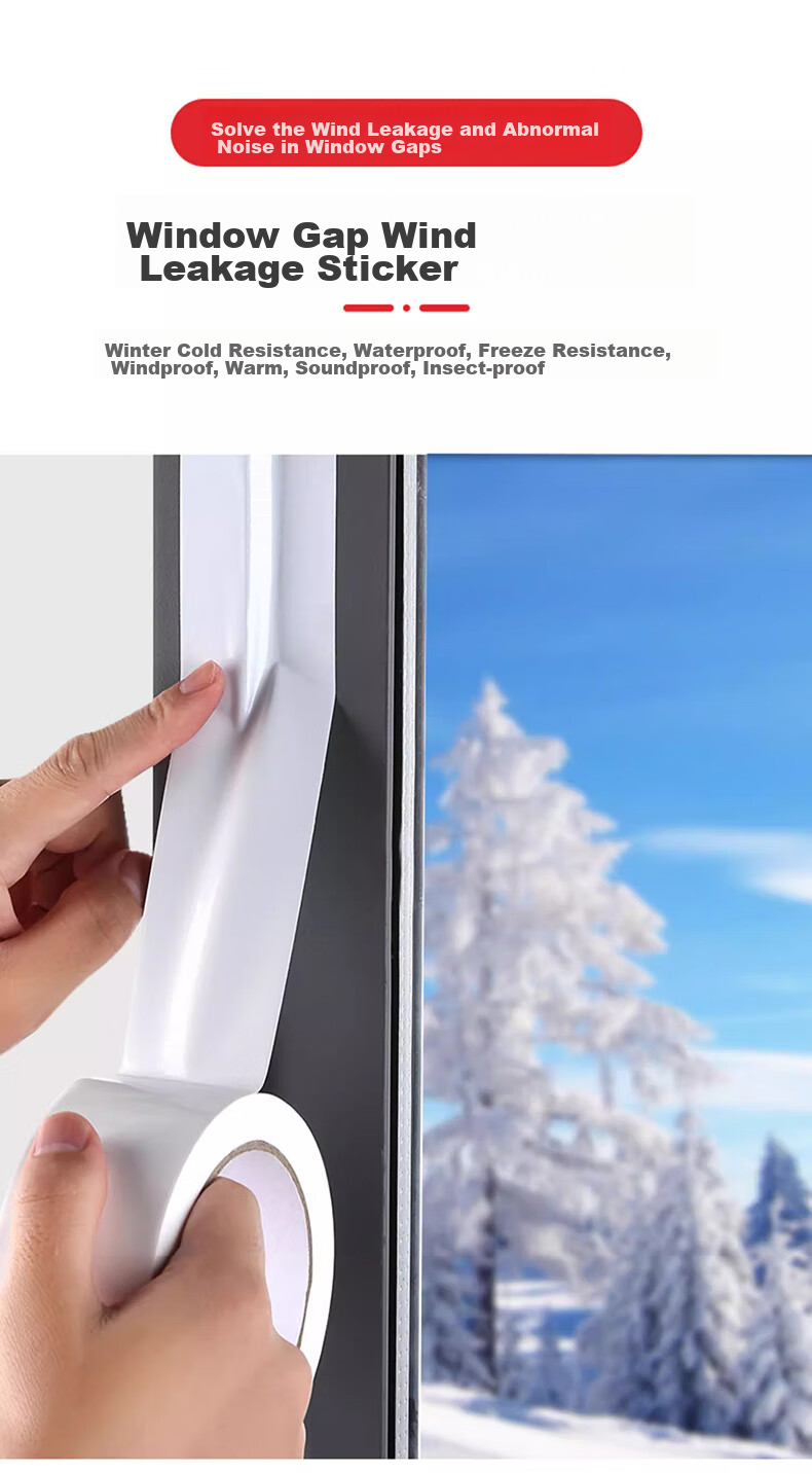 Xiruo Winter Windproof Tape, Base Adhesive for Doors And Windows, Sealing Waterproof Barrier, Warmth-Keeping, Cold-Proof Window Gap Windproof Sticker 1