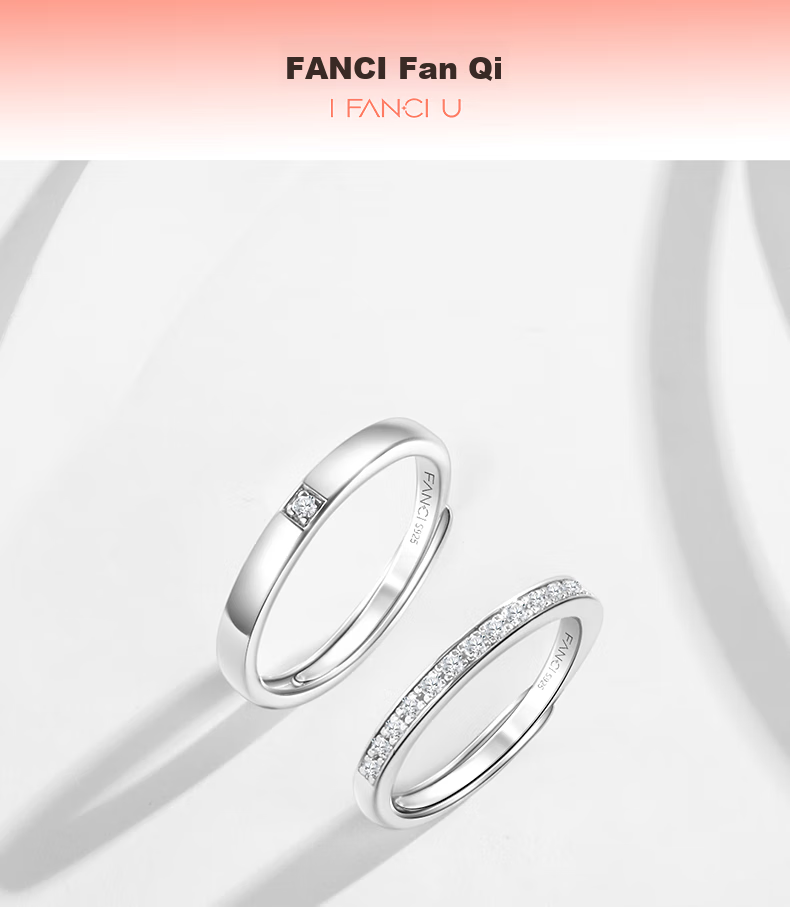 FanciFanci Beautiful Couple Rings 925 Silver Adjustable Birthday Anniversary Gift for Girlfriend 1