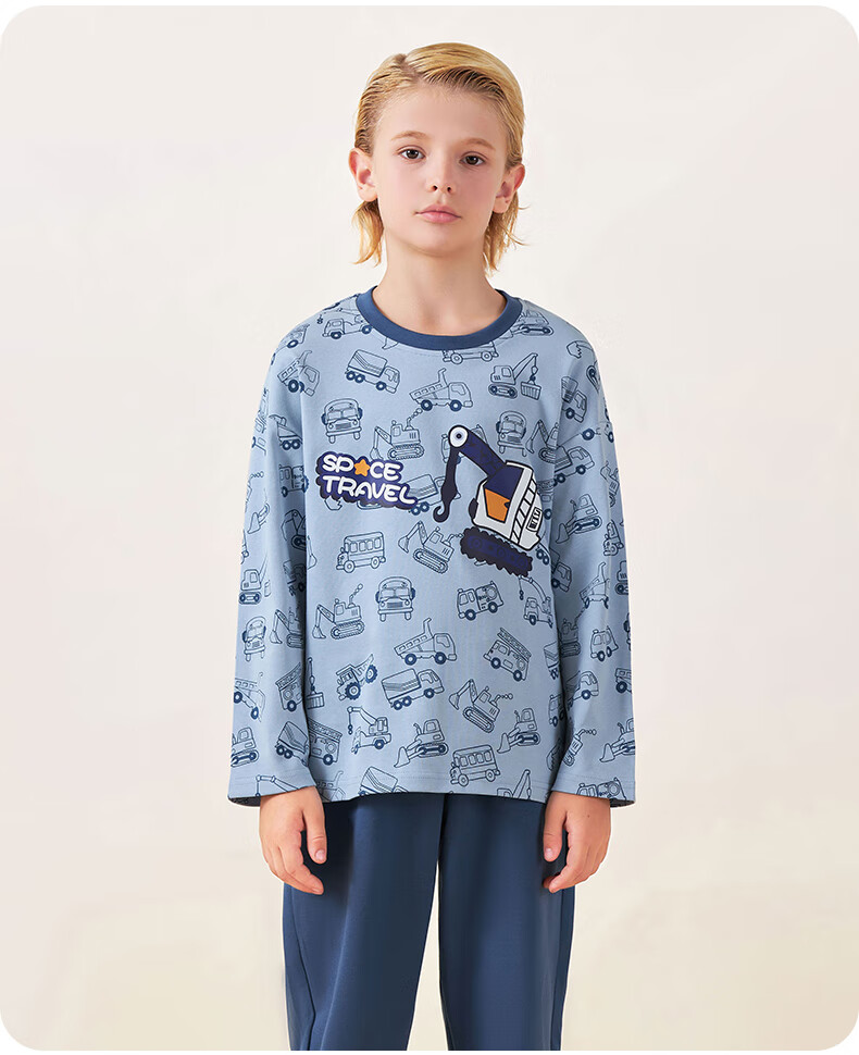 LangSha Kids Pajama Set Boys Girls Pure Cotton Crew Neck Spring Autumn Long Sleeve Homewear 170 17